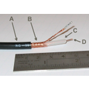 Zobraziť obrázok: koaxiálny kábel( A- Plášť, B- vodivé opletenie, C-Dielektrikum, D- Vnútorný vodič 